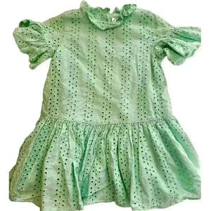 Janie and‎ Jack Eyelet Flutter Sleeve Dress Girl Bay Color 4T